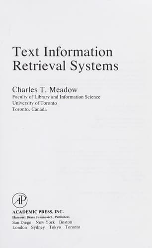 Tapa de Text information retrieval systems