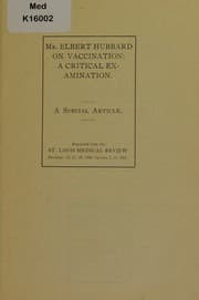 Tapa de Mr. Elbert Hubbard on vaccination