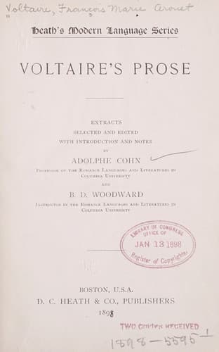 Tapa de Voltaire's prose