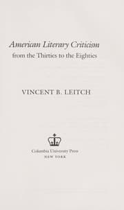 Tapa de American literary criticism from the thirties to the eighties