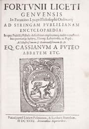 Tapa de Fortunii Liceti ... Ad Syringam Publilianam encyclopaedia
