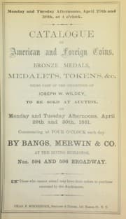 Tapa de Catalogue of American and foreign coins, bronze medals, medalets, tokens, & c.