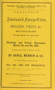 Tapa de Catalogue of American & foreign coins, medalets, tokens ...