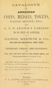 Tapa de Catalogue of American coins, medals, tokens, paper money, etc