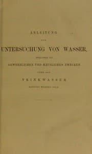 Tapa de Anleitung zur Untersuchung von Wasser