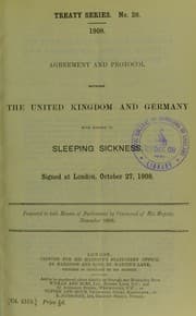 Tapa de Agreement and protocol between the United Kingdom and Germany with regard to sleeping sickness
