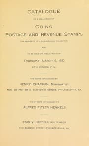 Tapa de Catalogue of a collection of coins, postage and revenue stamps ...