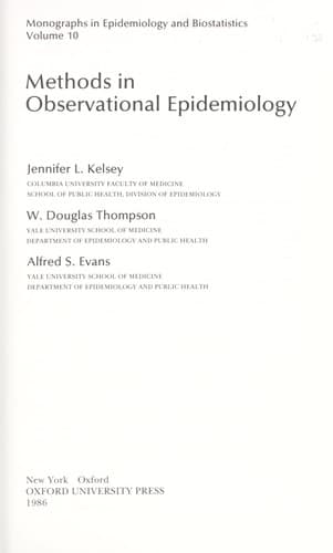 Tapa de Methods in observational epidemiology