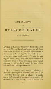 Tapa de Cases of chronic hydrocephalus, or, water in the head : with observations, and a detail of a new and successful plan of cure