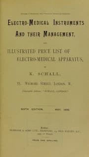 Tapa de Electro-medical instruments and their management : and illustrated price list of electro-medical apparatus
