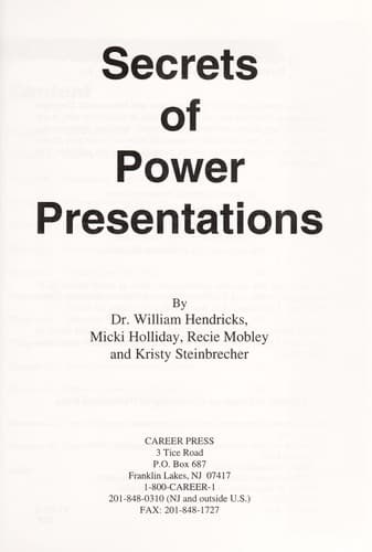 Tapa de Secrets of power presentations