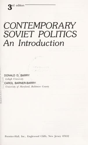Tapa de Contemporary Soviet politics