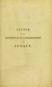 Tapa de A letter to the Metropolitan Commissioners in Lunacy