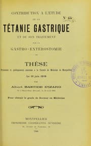 Tapa de Contribution ©  l'©♭tude de la t©♭tanie gastrique et de son traitement par la gastro-ent©♭rostomie