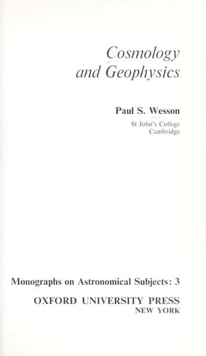 Tapa de Cosmology and geophysics