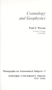Tapa de Cosmology and geophysics