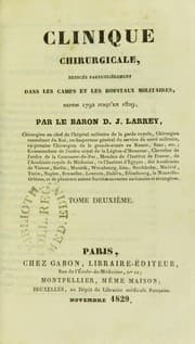 Tapa de Clinique chirurgicale, exercee particulierement dans les camps et les hopitaux militaires, depuis 1792 jusqu'en 1829  [1832,1836]