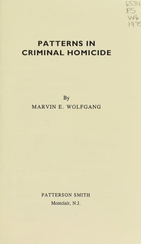 Tapa de Patterns in criminal homicide