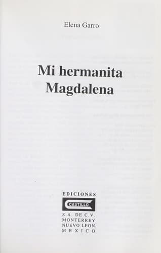 Tapa de Mi hermanita Magdalena