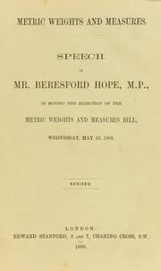 Tapa de Speech ... in moving the rejection of the metric weights and measures Bill