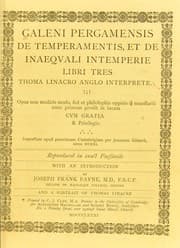 Tapa de Galeni Pergamensis de temperamentis et de inaequali intemperie libri tres