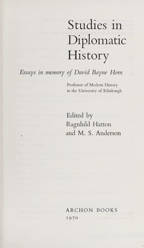 Tapa de Studies in diplomatic history