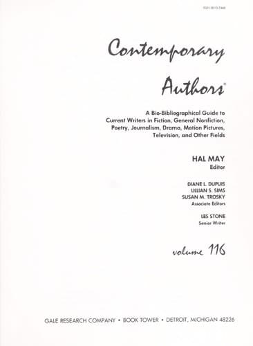 Tapa de Contemporary Authors, Vol. 116