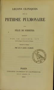 Tapa de Le©ʹons cliniques sur la phthisie pulmonaire