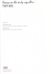 Tapa de Essays on the early republic: 1789-1815