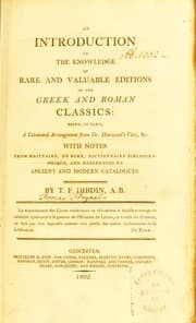 Tapa de An introduction to the knowledge of rare and valuable editions of the Greek and Roman Classics