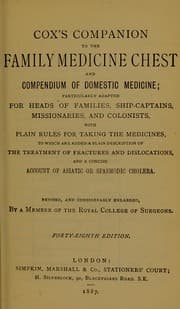 Tapa de Cox's companion to the family medicine chest and compendium of domestic medicine
