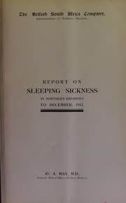 Tapa de Report on sleeping sickness in northern Rhodesia to December, 1913