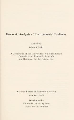 Tapa de Economic analysis of environmental problems