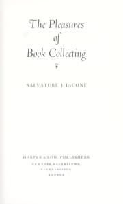 Tapa de The pleasures of book collecting