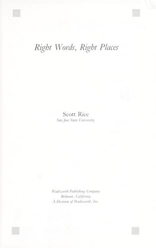 Tapa de Right words, right places