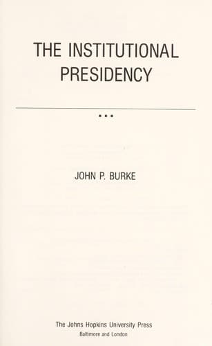 Tapa de The institutional presidency