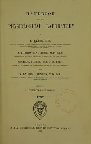 Tapa de Handbook for the physiological laboratory