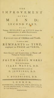 Tapa de The improvement of the mind, or, A supplement to the art of logic
