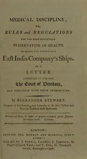 Tapa de Medical discipline; or, rules and regulations for the ... preservation of health on board the ... East India Company's ships