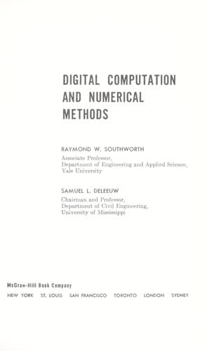 Tapa de Digital computation and numerical methods
