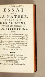 Tapa de Essai sur la nature, et le choix des alimens, suivant les differentes constitutions