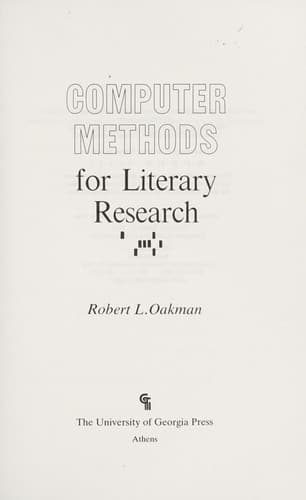Tapa de Computer methods for literary research