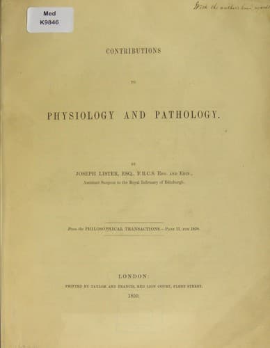 Tapa de Contributions to physiology & pathology