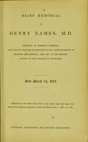 Tapa de Brief memorial of Henry Eames, M.D.