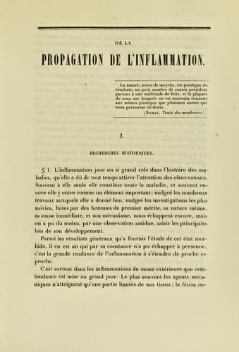 Tapa de De la propagation de l'inflammation