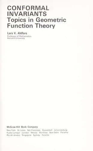 Tapa de Conformal invariants: topics in geometric function theory