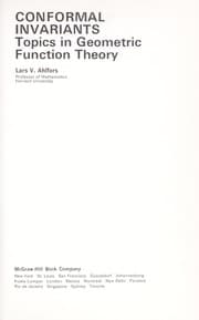 Tapa de Conformal invariants: topics in geometric function theory