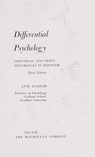 Tapa de Differential psychology; individual and group differences in behavior