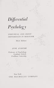 Tapa de Differential psychology; individual and group differences in behavior