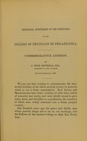 Tapa de Celebration of the centennial anniversary of the institution of the College of Physicians of Philadelphia